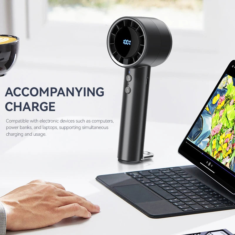 HomeSpark Mini Handheld Cooling Fan – USB Rechargeable, 3‑Speed Air Cooler