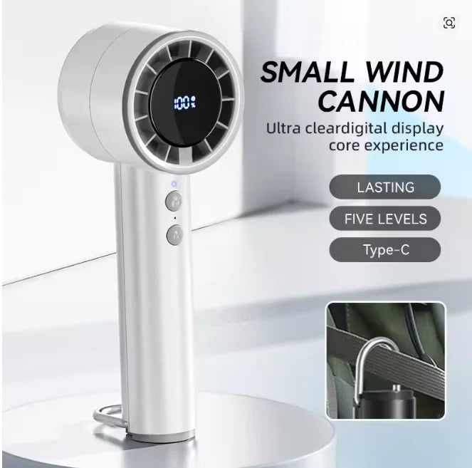 HomeSpark Mini Handheld Cooling Fan – USB Rechargeable, 3‑Speed Air Cooler