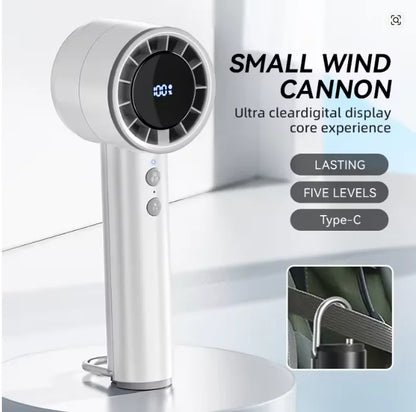 HomeSpark Mini Handheld Cooling Fan – USB Rechargeable, 3‑Speed Air Cooler