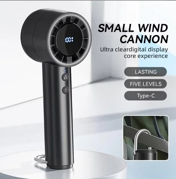 HomeSpark Mini Handheld Cooling Fan – USB Rechargeable, 3‑Speed Air Cooler