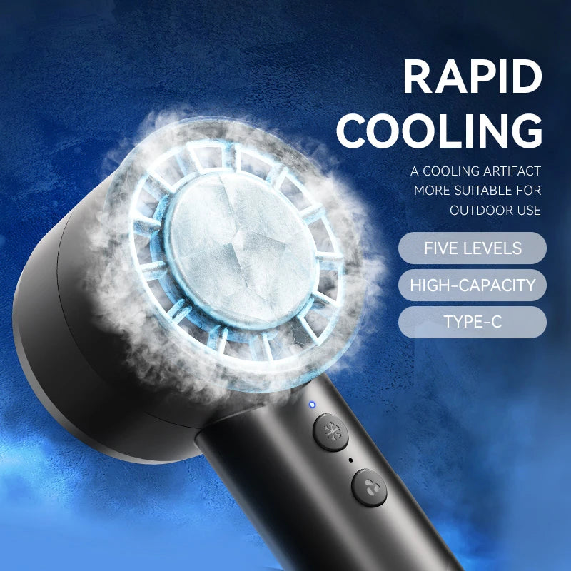 HomeSpark Mini Handheld Cooling Fan – USB Rechargeable, 3‑Speed Air Cooler