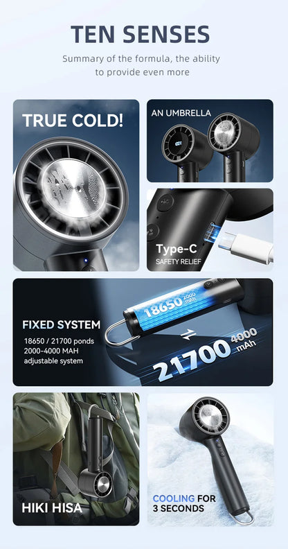 HomeSpark Mini Handheld Cooling Fan – USB Rechargeable, 3‑Speed Air Cooler