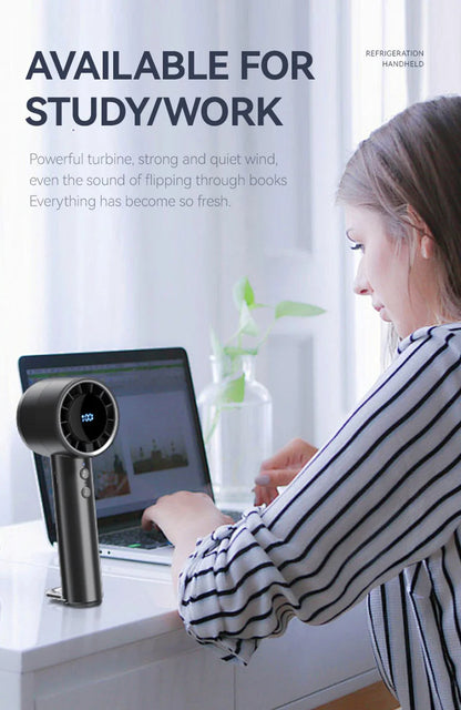 HomeSpark Mini Handheld Cooling Fan – USB Rechargeable, 3‑Speed Air Cooler